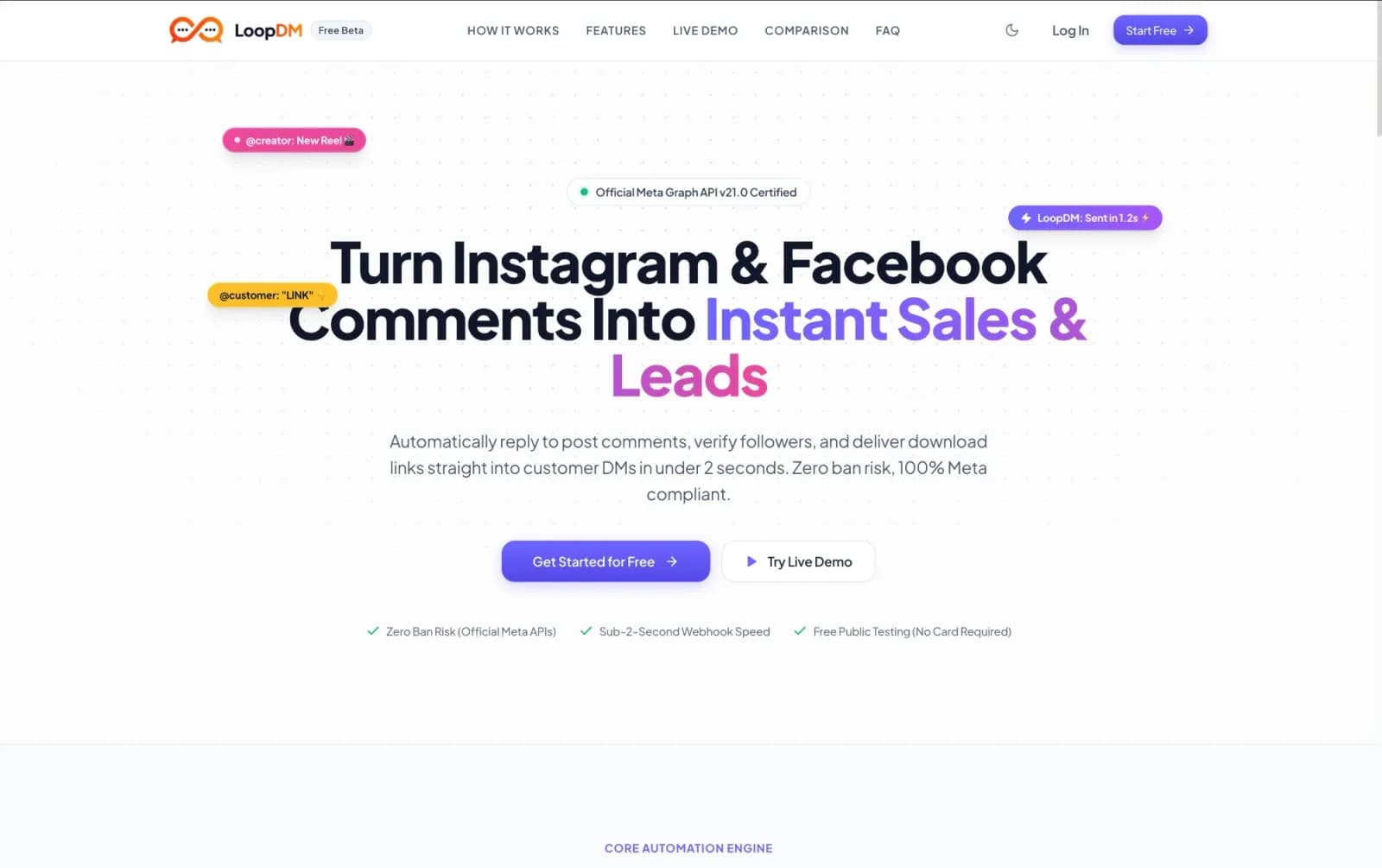LoopDM landing page